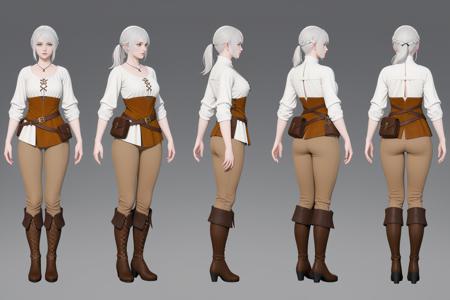 XL The Witcher 3 Turn, Multi-View, Turnaround, Model Sheet, Character Design v1.0