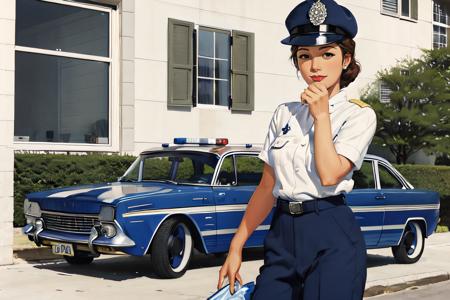 <lora:GoodHands:1> , <lora:pearlfrush:1> frush, painting of a female police officer, pinup