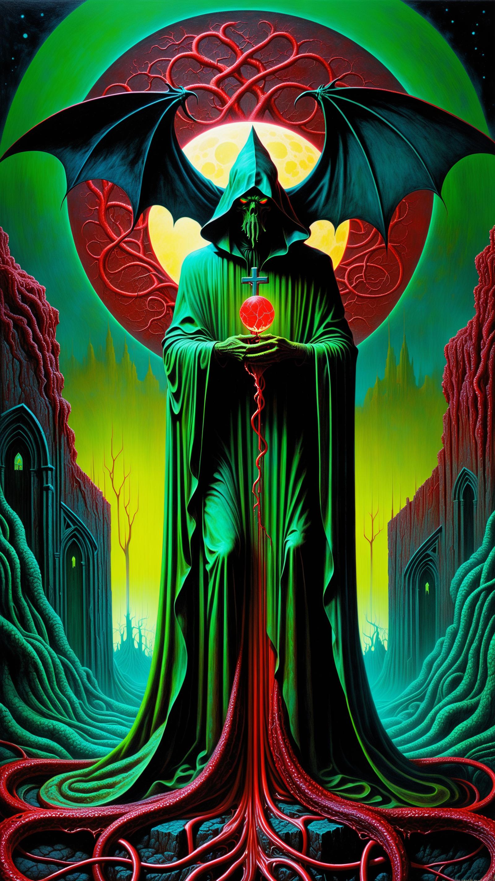 A Dark Fantasy Artwork Featuring a Demon Holding a Heart