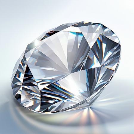 Round brilliant cut diamond, highly detailed facets, intricate pattern, (sparkling facets:1.3),  (refractive qualities:1.2),  (light reflections:1.3),  center focus, close-up view,  photorealistic style,  digital rendering, high detail, 8k resolution, clear, pure white color,  smooth surface,  geometric design,  geometric shapes,  faceted crystal,  diamond cut,  (glowing light effects:1.2),  (3d model:1.1),  realistic lighting,  high contrast,  no shadows,  studio lighting,  precise cut,  perfect symmetry,  (crystal clarity:1.3),  clean image,  high resolution.