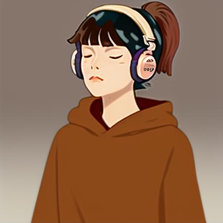 <lora:lofi-girl:1> lofi-girl, 1girl, solo, bangs, brown_hair, long_sleeves, holding, closed_eyes, upper_body, ponytail, indoors, hood, blunt_bangs, blurry, from_side, hoodie, profile, blurry_background, headphones, animal, cat, hood_down, short_ponytail, holding_animal, puckered_lips, holding_cat