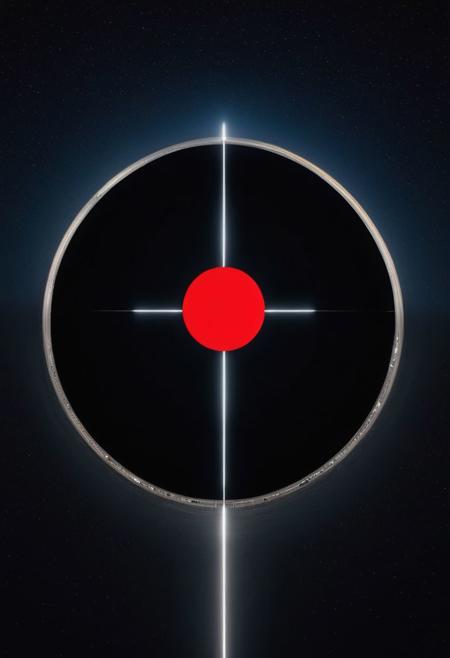 a glittering city of glass and shining metal,
   bright sunlight under a pitch black sky.
So twice five miles of urban sprawl,
I center: a big black circle in bold lines intersected by a thick cross like the swiss flag,
Photographer Reuben Wu Style