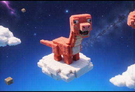 Minecraft style 
Brachiosaurus riding on cloud, floating in space, He seemed to be drunk, he was floating and singing loudly "The way home is so faaarrrr..."
space, cosmic, celestial, stars, galaxies, nebulas, planets, science fiction, 
cute, big sparking eyes, blocky, pixelated, recognizable characters and objects, game assets, 
blocky, pixel art style, 8-bit graphics, fantasy, vibrant, pixel world, 
aidmatextimprover,