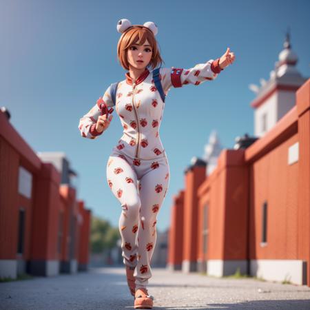 1girl, beautiful, running towards viewer, looking at viewer, facing viewer, solo focus, pretty face, <lora:OnsieFortnite_v1:0.7>, full body, 3d,