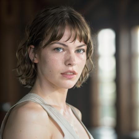 RAW photo, milla, (high detailed skin:1.2), 8k uhd, dslr, soft lighting, high quality, film grain, Fujifilm XT3 <lora:Milla Jovovich v1.0:0.6>