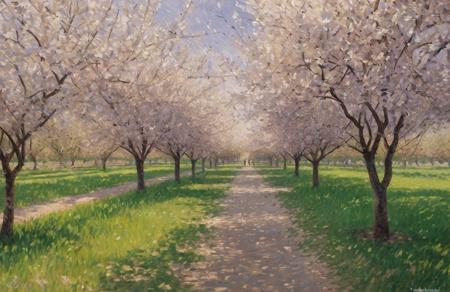 (impressionism:1.05), , orchard ,arboretum ,bosque , a painting,scenery,scene painting,