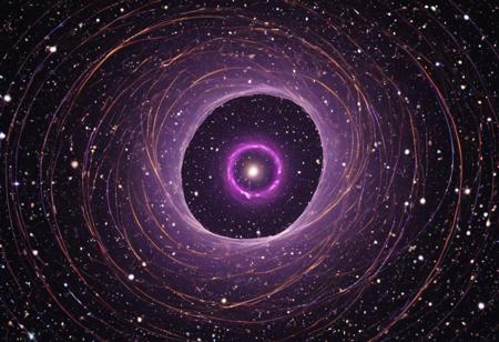 A visually realistic depiction of a wormhole suspended in deep interstellar space, using authentic flow field mathematics to guide the distortion and light-bending around the core. The wormhole appears as a luminous torus with inner gravitational lensing, subtly bending background starlight into warped arcs. The field around it ripples with coherent wavefronts, gently spiraling like fluidic magnetic turbulence.
Use the Navier-Stokes flowfield equations as the basis for the curvature:
∇·u = 0
∂u/∂t + (u·∇)u = −∇p/ρ + ν∇²u
—Where u is the velocity field around the wormhole's event horizon, ν is the viscosity representing the quantum vacuum resistance, and ρ the density gradient of spacetime stress near the throat.
Simulate frame-dragging effects using Kerr metric derivatives:
ds² = −(1 − 2GMr/Σ)dt² − (4GMar sin²θ/Σ)dt dφ + (Σ/Δ)dr² + Σ dθ² + (r² + a² + 2GMa²r sin²θ/Σ) sin²θ dφ²
—Use this to distort starfields near the wormhole edge.
Color gradient should evolve from violet-blues near the singular axis to infrared-reds further out, indicating relativistic redshift. Outer edges emit weak Cherenkov-like pulses, hinting at matter streams entering or exiting at impossible angles.
Background: Distant galaxy clusters seen through the lensing effect, warped into crescents and loops. No nearby ships, no humans. This is a raw cosmological formation, ancient and active.