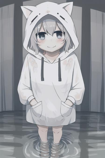 masterpiece,
kawaii,{kawaii},cute,{cute},
1 wet medium length light silver hair smile cute girl,
wear cute cat school idle hood,
big white pocket, <lora:avocado:0.7>