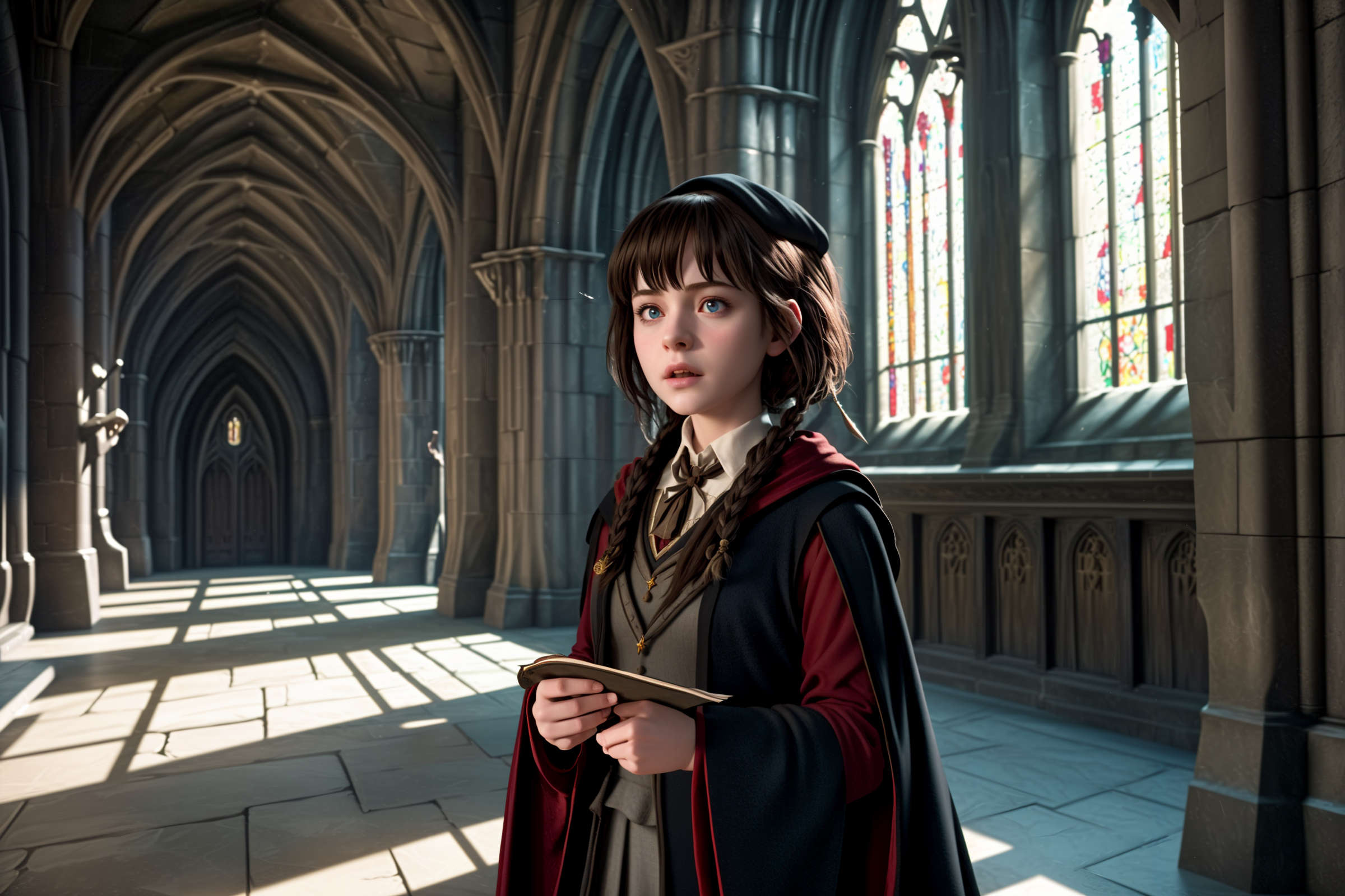 masterpiece, best quality, (realistic, highly detailed), hogwarts girl, cinematic