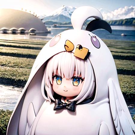 (masterpiece:1,2), best quality,bird costume <lora:bird costume:1>
(extremely detailed 8k wallpaper:1.3), very clear, high quality, extremely detailed face, extremely detailed eyes, (depth fo field:1.5), (large angle:1.5), beautiful detailed eyes, floating an extremely delicate and beautiful, ultra-detailed, detailed light, extremely detailed CG, Amazing, best building, classic, hand of Guido Daniele,long hair, BREAK, 1girl,(solo),cowboy shot, ahoge, smile, white hair, brown eyes,hair bell, sitting, (rice paddy), (lake:1.3), (river:1.3), (grassland:1.3), (the flowers:1.2), (dappled sunlight, ), (sky),(street), (nature),backlighting, straight hair