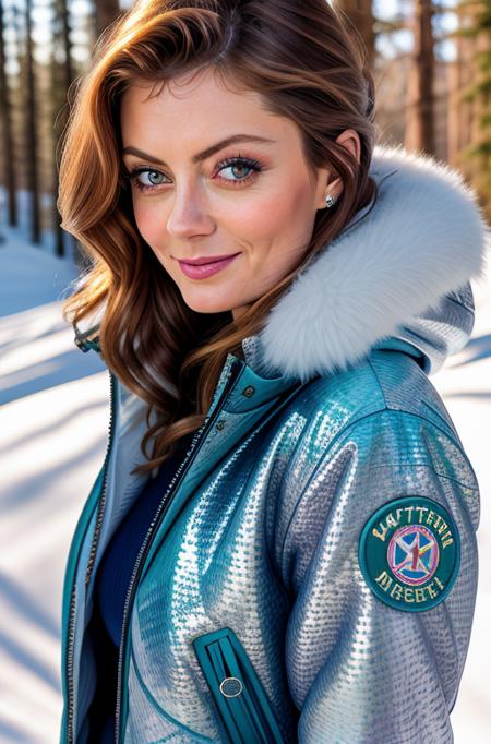 susansarandon wearing  a winter jacket,  a beautiful woman, makeup, (smile), outside in the arctic ((Best quality)), ((masterpiece)), (detailed:1.4) beautiful professional photo of stunning beauty,(((dappled light))),