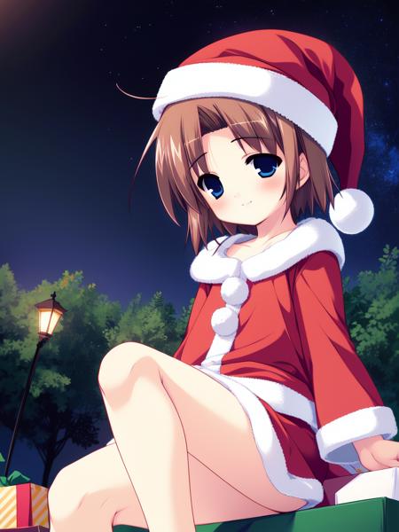 <lora:Shiki_Akimi:0.8> shikiakimi, 1boy, soro, blue eyes, brown hair, short hair, blush, smile,
Christmas, SantaClaus, hat, night, starry sky, sitting,
masterpiece, high quality, very_high_resolution, large_filesize, full color,