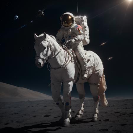 an astronaut riding a horse on the moon, 8k uhd