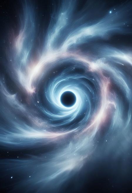 a black hole, in the depths of space, stars, mystical atmosphere, fantasy, concept art,ethereal transparent, motion_blur