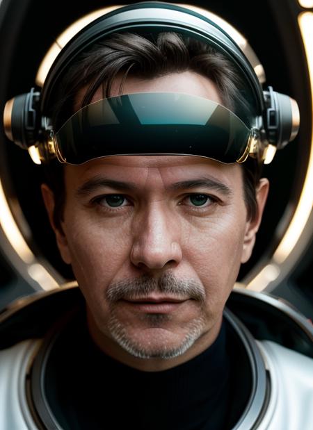 (<lora:GaryOldman:.9>) a close up Portrait photo of (go1) man with dark hair, Detailed face, (perfect eyes), (highly detailed skin:1.1), perfect body, wearing a ((retro spacesuit with sci-fi  visor)), Modelshoot style, Professional Photography, soft lighting, PHOTOREALISTIC, Realistic, standing in a dark studio background, blurred background, volumetric fog,. RAW, analog style, sharp focus, 8k, HD, DSLR, high quality, Fujifilm XT3, film grain, award winning, masterpiece,