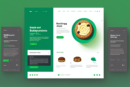 <lora:UI-UX:0.8> UI-UX Style, a website layout, a baking club website,  green gradient theme, responsive, bootstrap and CSS compatible, aero elements