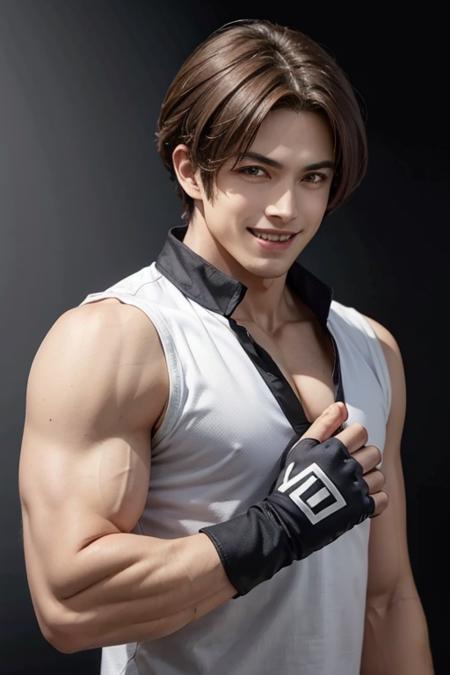 kimkof 1boy, solo, brown hair, brown eyes, muscular, male focus,muscular male