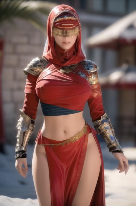 (day:1.7), standing in front of a snow covered mountain, winter,(close-Up:1.4),
Standing,bare legs,
((red outfit)),red dress,armor,cape,gauntlets,gold and blue accents,gold belt,mouth mask, red headdress,red skirt,
jewelry,gem, <lora:Scorpio_Conquerors_Blade-KK77-V1:0.7>,<lora:Tina_Tanya-KK77-V1:0.2>,navel,
((Sliver_hair)),brown_eyes, Long_hair,
1 girl, 20yo,mature female,Beautiful Finger,Beautiful long legs,Beautiful body,Beautiful Nose,Beautiful character design, perfect eyes, perfect face,
looking at viewer,(light_smile:0.3),(Closed_mouth),
NSFW,official art,extremely detailed CG unity 8k wallpaper, perfect lighting,Colorful, Bright_Front_face_Lighting,
(masterpiece:1.0),(best_quality:1.0), ultra high res,4K,ultra-detailed,
photography, 8K, HDR, highres, absurdres:1.2, Kodak portra 400, film grain, blurry background, bokeh:1.2, lens flare, (vibrant_color:1.2)
(Beautiful,large_Breasts:1.4), (beautiful_face:1.5),(narrow_waist),