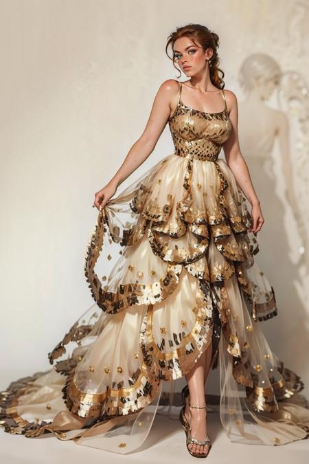 gl1tt3rp3t4ls, glittery dress,bare shoulders, ivory dress,