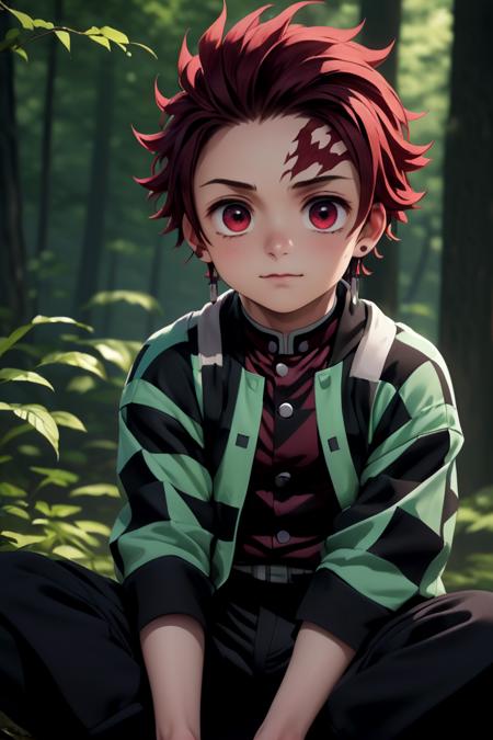 tanjiro checkered clothes demon slayer uniform black pants