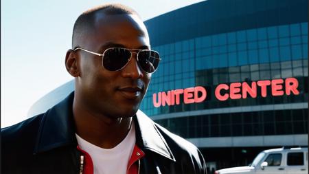 painting portrait of a young michael jordan wearing sunglasses, bright sunshine, (((standing in front of the united center in chicago:1.8))), smoking cigar, (holding up peace sign with hand:1.6),  american legend, best of all time, timeless, (full body shot:1.5), sharp focus, trending on ArtStation, lifelike, insanely high detail, masterpiece, by Greg Rutkowski, by Ross Tran, by Fenghua Zhong, octane, clear eyes, soft render, clear facial features, oil on canvas, moody lighting, cinematic, professional environment concept art