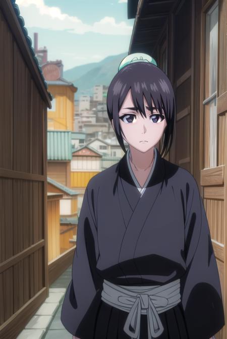 momohinamori, <lyco:momohinamoriv2-lyco-nochekaiser:1>,
momo hinamori, black hair, hair bun, single hair bun, bun cover, short hair, (black eyes:1.5),
BREAK long sleeves, japanese clothes, kimono, haori, black kimono, hakama, black hakama,
BREAK outdoors,
BREAK looking at viewer, (cowboy shot:1.5),
BREAK <lyco:GoodHands-beta2:1>, (masterpiece:1.2), best quality, high resolution, unity 8k wallpaper, (illustration:0.8), (beautiful detailed eyes:1.6), extremely detailed face, perfect lighting, extremely detailed CG, (perfect hands, perfect anatomy),