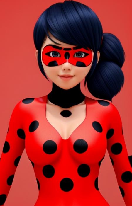 <lora:ladybug:0.7>
a lady, naked, full height, (red costume with black dots:1.2), (red eye mask with black dots:1.2), (dark blue hair:1.2), (twintails:1.2), (short hair:1.1), (dark blue bangs:1.0), (blue eyes:1.3), beautiful