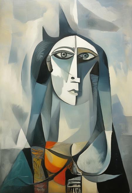 masterpiece, best quality, cubism, illustration, style of Pablo Picasso, strange dense fog over new york, low angle view,