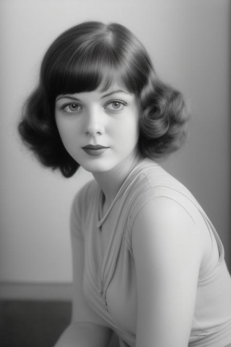 Film star, silent film, beautiful actress, 1920s, 1girl, jilli@n_$pektre, youthful, cute face, beautiful eyes, beautiful, glamourous dress, dark luxuriant rich colours, clara bow style, studio backlot, promotional photo, professional photography, best quality, best aesthetic