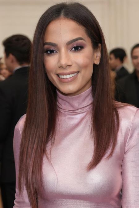 Photo of l4r1554n1t4 woman, pink turtleneck blouse, smiling