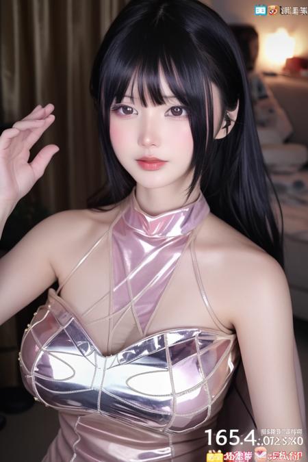 <lora:XiaMo_XL-000010:1> xiamo 1girl, indoors, breasts, black hair, bare shoulders, dress, bangs, contrast,
waving, makeup, shiny, shiny hair, shiny skin, shiny clothes, masterpiece, extreme details, detailed, focus, masterpiece, realistic, photorealistic, 4k, 8k, 16k, highres