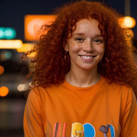 ernkl red hair long curly hair ponytail hair bun smile