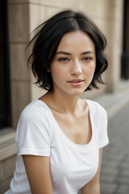 <lora:Alize Jacotey:0.7>,woman,Francia, short hair,black hair,t-shirt ,photorealistic, masterpiece, best quality,detailed human face, detailed human skin texture, ultra-detailed human body,cinematic light,ultra quality, sharp focus, tack sharp, dof, film grain,