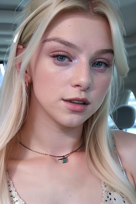 raw photo of a stunningly beautiful young woman, [blonde] hair, perfect face, clear eyes, vlogging from inside her car, upper body, close up, (uhd 8k, masterpiece, fujifilm xt3), [looking at camera], candid, amateur, <lora:femkeMeines-000007:1>