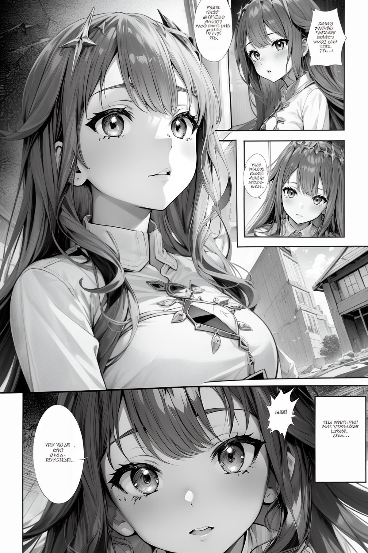 A beautiful woman in a white dress is featured in a manga comic.