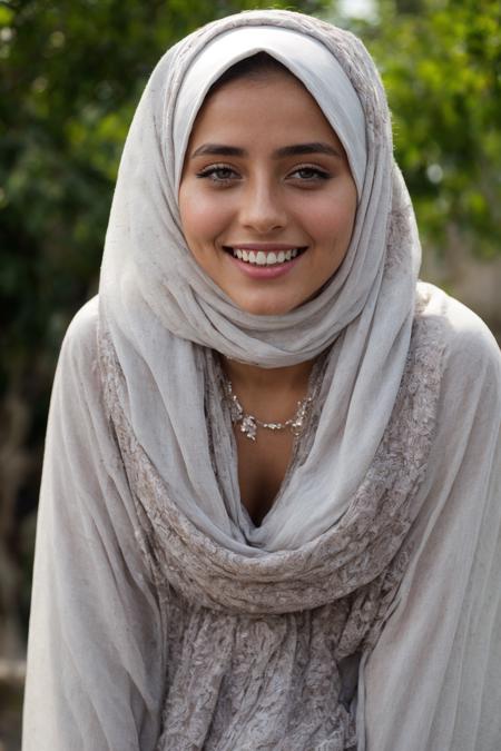 curvy petite beautiful pakistani hijabi woman wearing a long-sleeved maxi dress with frilly collar, park, london,  <lora:Oversized Clothes 2_400740:0.7> oversized clothes, wide smile, teeth, flirty, fun pose, masterpiece, best quality, absurdres, highres, 4k, intricate details, highly detailed, <lora:add_detail:0.5>, <lora:real_skin:0.7> (skin:1.1), <lora:Background_Detail_v3:2>, dglatte, 
 <lora:downblouse_v0.2:1> downblouse ArmSelfie, RAW photo, 8k uhd, dslr, soft lighting, high quality, film grain, Fujifilm XT3