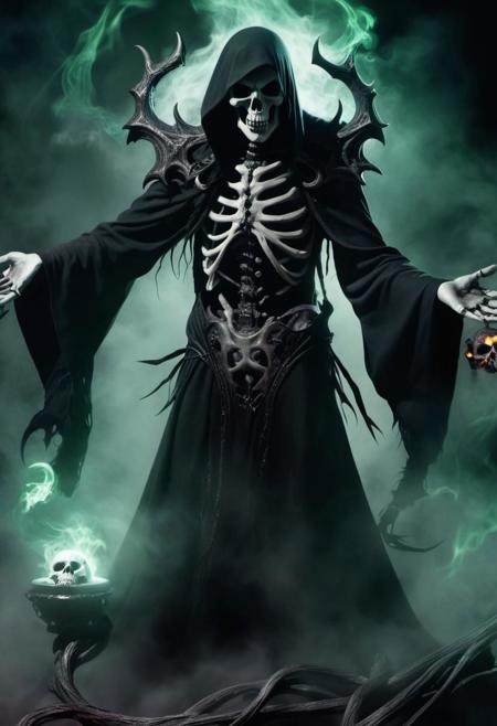 a sinister necromance casting spells
