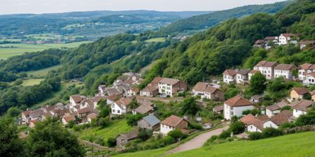 Quaint hilltop villages offer spectacular views of the surrounding countryside,<lora:add_detail:0.7>