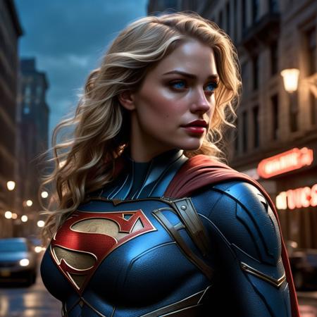 High resolution ultra-realistic of beautiful Supergirl in a love hug with Batman on a dirty Gotham City street under a full moon, wavy blonde hair, Greg Rutkowski, Intricately Designed Handsome cute face, Realistic beautiful blue eyes, Atrractive 21 years old woman, DC Comics, full body, Intricately Designed combat costume, 8K, ultra-realistic body, defiant and seductive, Cinematic Lighting, sharp focus, digital painting, Photograph Taken on Nikon D750, Alphonse Mucha, 8K, athletic figure, Hyperdetailed, hyperrealism, Hyperdetailed, hyperrealism, aesthetics comics movie