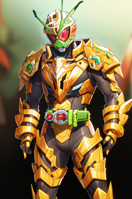 yellow armor, grasshopper, helmet, tokusatsu, belt, solo