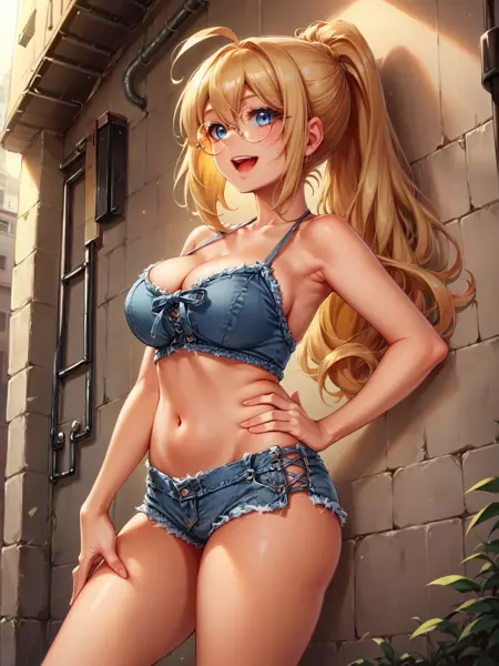 Denim short shorts