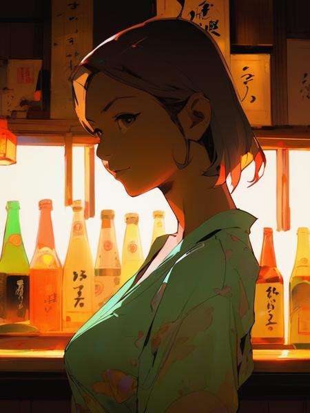 niji,female,<lora:niji-000008:0.8>,izakaya,glow,back light,