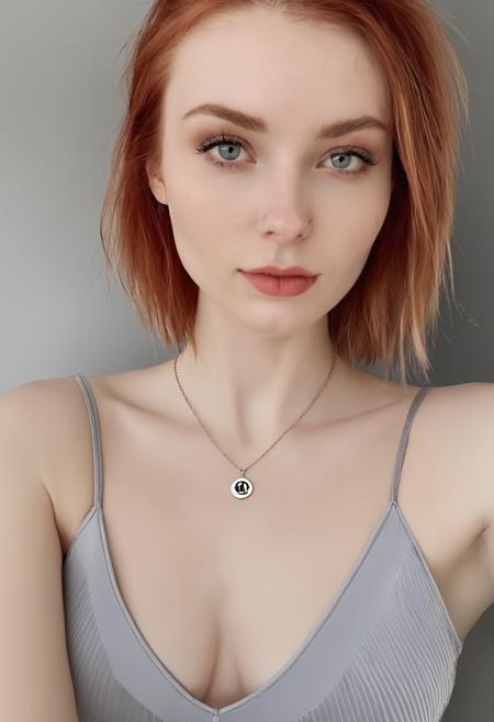 solo 1girl realistic looking at viewer, ad, photo inset, emblem, magazine cover, ranguage, russian text, female pubic hair 24 year old, supermodel, very skinny, petite, medium breasts, Red spiked hair, caucasian, pale skin, black eyes, fair skinned, best quality, RAW photo, subject, 8k uhd, high quality, photorealistic, majestic, fair-skinned female, pale skin, sumptuous, swanky, magnate, Dutch angle <lora:bbccrdXLrd:1>