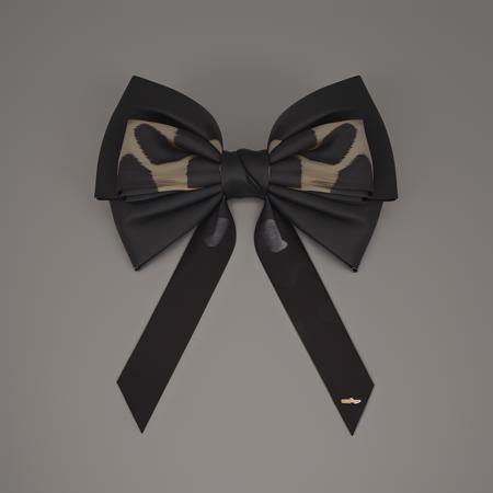 ajd,bow,solo, animal prints on bow, 
simple background,grey background,
 <lora:bowv2-lion-000003:1>