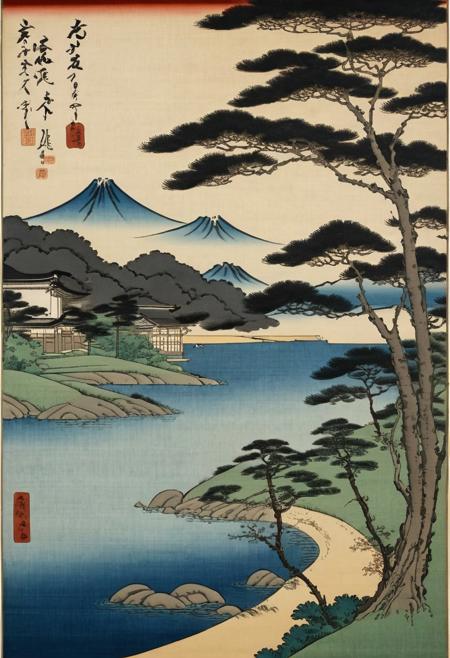 nature photo, landscape, canvas, oil, natural colors, by Kitagawa Utamaro