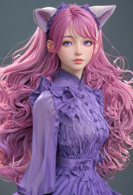 3DMM, (((beautiful, high quality))), score_9, score_8_up, score_7_up, masterpiece, best quality, unrealistically high details, extremely high quality, ultra high detail, good anatomy, rating_explicit, perfect anatomy, anatomically correct hands:1.5, Detailed, ((detailed background)), perfect eyes, amazing background, BREAK, Goth girl, (((1girl))), 40 years old, gorgeous girl, cute face, cute girl, shy, blush, perfect perky tits, high res, crisp lines, sexy proportions, realistic, pink hair, long hair, wavy hair, long wavy hair, pink wavy hair, blue eyes, sapphire eyes, animal ears, pale skin, petite, athletic, BREAK, scenery(city, skyline, vibrant life, crowded street), wide shot, arrogant, aloof, playful, happy, smirk, long dress, fancy dress, purple dress, fluorite mineral, flu0rite, iridiscent