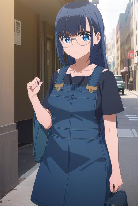 touyayamada, <lora:touya yamada s1-lora-nochekaiser:1>,
touya yamada, long hair, blue hair, blue eyes, round eyewear, glasses,
BREAK shirt, dress, short sleeves, shoes, black footwear, black shirt, blue dress, suspenders, overalls,
BREAK outdoors, city,
BREAK looking at viewer, (cowboy shot:1.5),
BREAK <lyco:GoodHands-beta2:1>, (masterpiece:1.2), best quality, high resolution, unity 8k wallpaper, (illustration:0.8), (beautiful detailed eyes:1.6), extremely detailed face, perfect lighting, extremely detailed CG, (perfect hands, perfect anatomy),