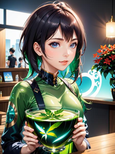 anime artwork   <lora:LahMysteriousSDXL_v330.FFai.lora:1>   (High quality Professional Photo:2) (Ultrarealistic:2),a glass pitcher with a plant inside of it, anime girl drinks energy drink, sprite art, anime visual of a cute girl, made with anime painter studio, splash art anime, anime art, (anime girl), beautiful anime girl, beautiful anime art, beautiful anime artwork, anime picture, beautiful anime woman, made of drink, anime goddess, anime illustration,ultra-realistic smooth edges, ((antialiasing smooth edge quality:1.2)),anti-aliasing,close portrait,(manga:1.3),beautiful,attractive,handsome,trending on ArtStation,DeviantArt contest winner,CGSociety,ultrafine,detailed,studio lighting . Professional, inviting, well-lit, high-resolution, property-focused, commercial, highly detailed . anime style, key visual, vibrant, studio anime,  highly detailed