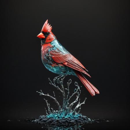 A cardinal bird, 
incredibly fluid, 
detailed, 
3D fractals, 
light particles, 
drops of water, 
shimmering light, 
dreamer, 
surrealist, 
alcohol ink, 
smooth, 
shimmering, 
dreamy glow, 
conceptual art by Alberto Seveso, 
Anna Dittmann, 
Arthur Rackham, 
16k