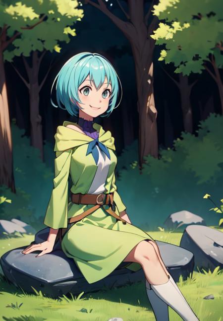 <lora:gate_lll:0.8>, gate_lll, smile, sitting, grass, stone, seductive